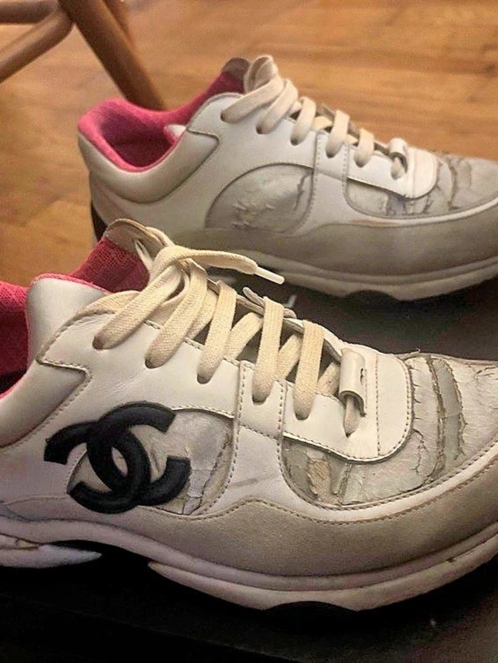Chanel G33743 K0730 Sneakers White & Gray EU 37.5